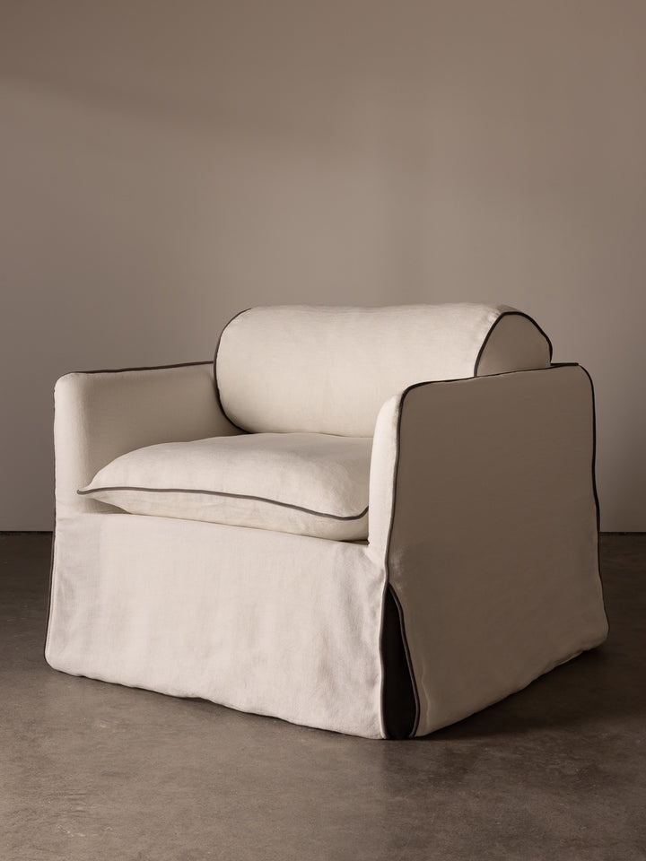 Cohen Linen Armchair, Ivory Contrast